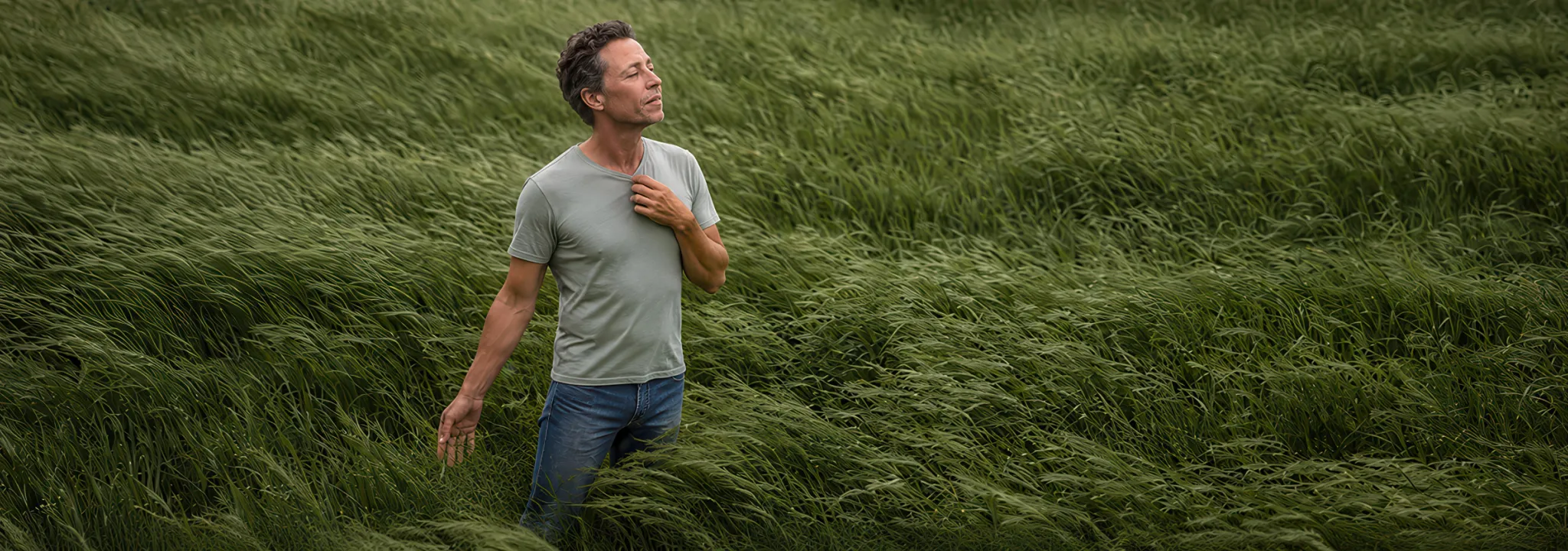 man standing in field